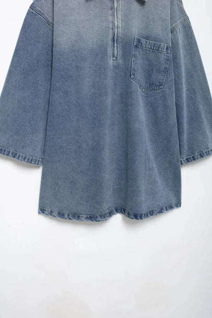 Jupe en jean zippée à col polo, nouveau style, robe décontractée adt fit, vente en gros transfrontalière, tendance européenne et américaine