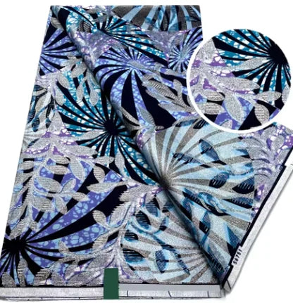 Tissu africain en cire de coton, très bonne qualité, nouvelle grande cire Ankara brillante Pagne, couleur grise, brillant doré, trucs Batik, 6 mètres