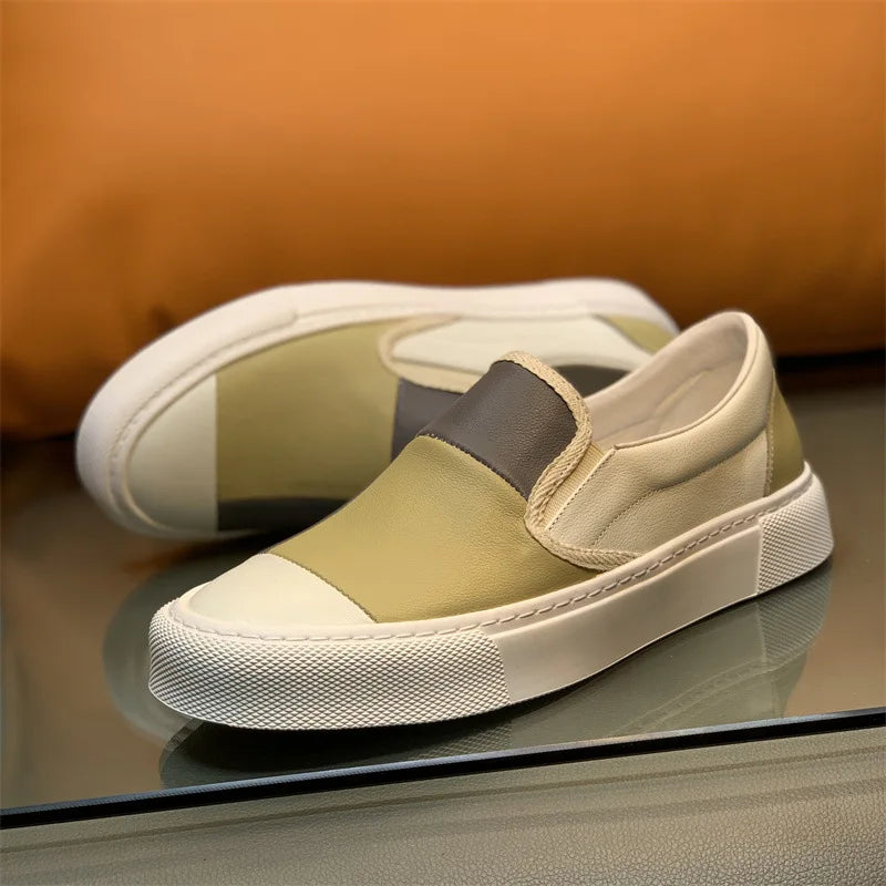 Mocassins plats en cuir véritable pour hommes, chaussures basses respirantes, design de nuit de documents, haute qualité, mode