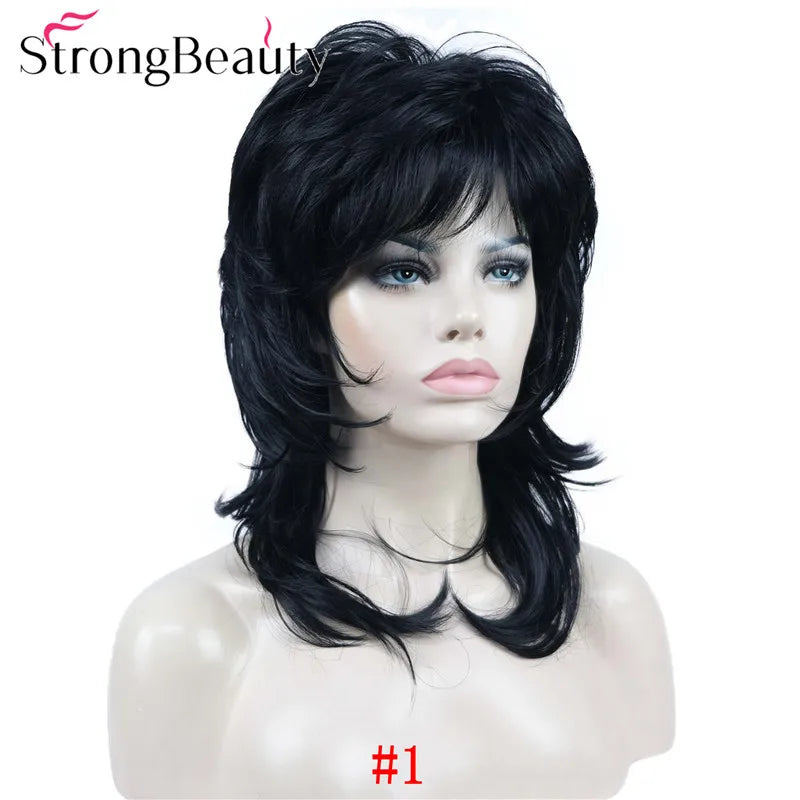 Perruque synthétique ondulée mi-longue pour femmes, cheveux naturels, sans capuchon