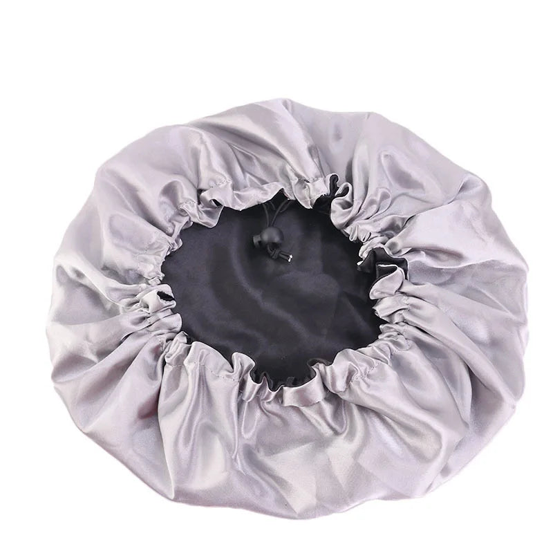 Bonnet en Satin réversible pour cheveux, Double couche réglable, couvre-tête pour dormir, accessoires de coiffure bouclés et élastiques