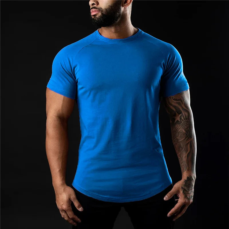 BS -T-shirt en coton été hommes athloisir entraînement à manches courtes Muscle Fitness T-shirt de haute qualité hommes T-shirt Gym Sport chemise hauts