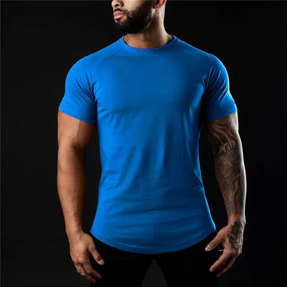 BS -T-shirt en coton été hommes athloisir entraînement à manches courtes Muscle Fitness T-shirt de haute qualité hommes T-shirt Gym Sport chemise hauts