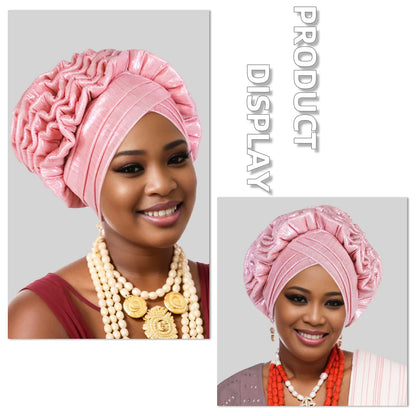 Turban Africain à Volants et artificiel astiques pour Femme, Couvre-chef de Mariage, Cravate de Sauna, Équipement de ix, Chapeau, Nigeria