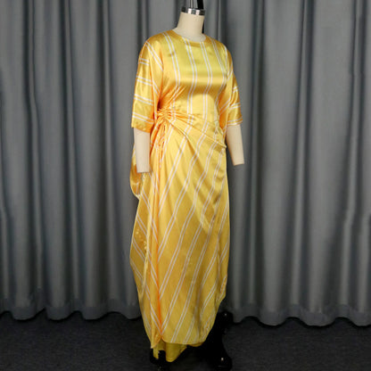 Ensemble 2 pièces pantalon pour femme, chemisier et pantalon Extra longs jaunes, mode élégante pour dames, tenues de dîner pour fête d'anniversaire, nouvelle collection 2025