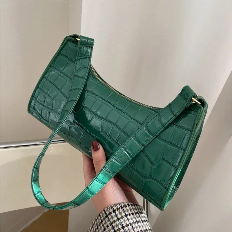 Sacs à main et bourse rétro motif Alligator pour femmes, petits sacs à bandoulière sous les aisselles, pochette fourre-tout en cuir PU de bonne qualité pour dames