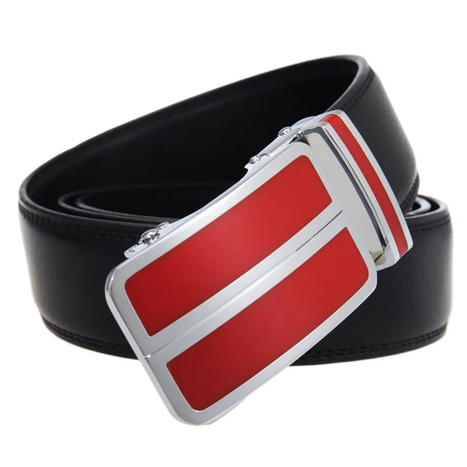 Plyesxale Black Khaki Blue Red White Leather Belt For Men Good Quality Mens Belts Luxury Automatic Buckle Waist Strap Male B1049
