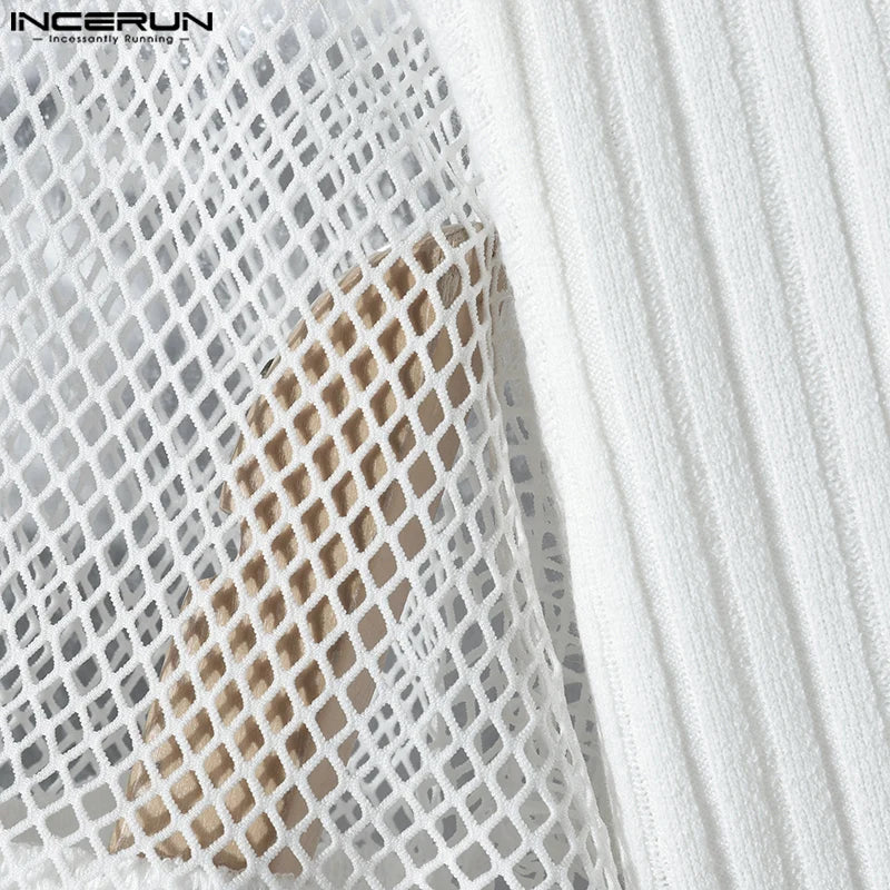 Hauts hommes T-Shirts à manches courtes maille Patchwork hauts t-shirt couleur unie col en V mode vêtements pour hommes Streetwear S-5XL