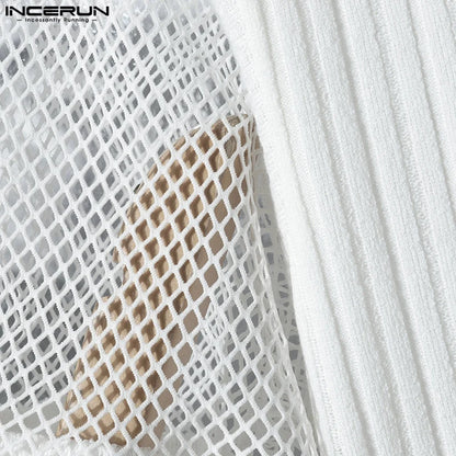 Hauts hommes T-Shirts à manches courtes maille Patchwork hauts t-shirt couleur unie col en V mode vêtements pour hommes Streetwear S-5XL