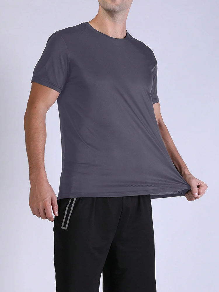 T-shirt de sport à séchage rapide ultraléger pour homme, haut léger, respirant, solide, document, entraînement de fitness, entraînement, course à pied, salle de sport