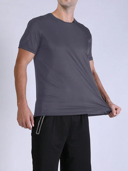 T-shirt de sport à séchage rapide ultraléger pour homme, haut léger, respirant, solide, document, entraînement de fitness, entraînement, course à pied, salle de sport