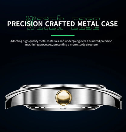 Montre de luxe en acier inoxydable pour homme, diamant, eau, lueur nocturne, double calendrier, mouvement à quartz, bleu, or, mode, affaires, 41mm