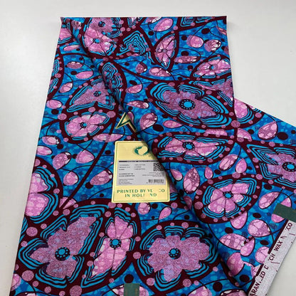 Tissu africain en cire de coton, très bonne qualité, nouvelle grande cire Ankara brillante Pagne, couleur grise, brillant doré, trucs Batik, 6 mètres