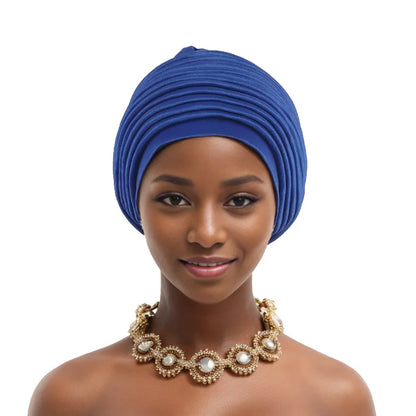 Turban Africain Plissé pour Femme, Déjà Fait, Cravates de Sauna, Bonnet Auto Gele, Hijab Musulman, Mariage Nigérian, Chapeau Rond