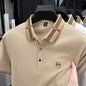 Polo d'été à manches courtes pour hommes, mode golf, design haut de gamme, broderie en soie glacée exquise, T-shirt respirant, 2025