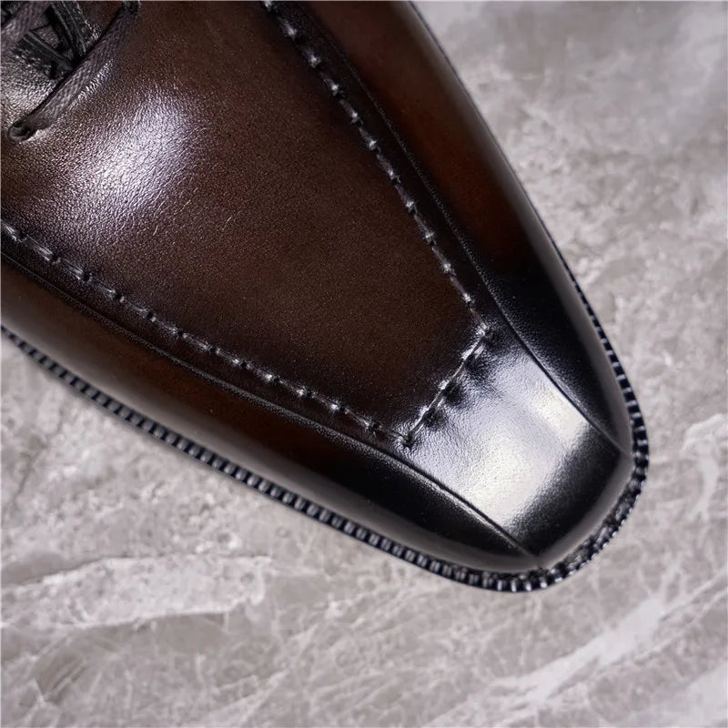 Chaussures Oxfords rétro en cuir véritable pour hommes, chaussures de luxe faites à la main, style britannique, mode confortable, noir, fête de mariage, qualité