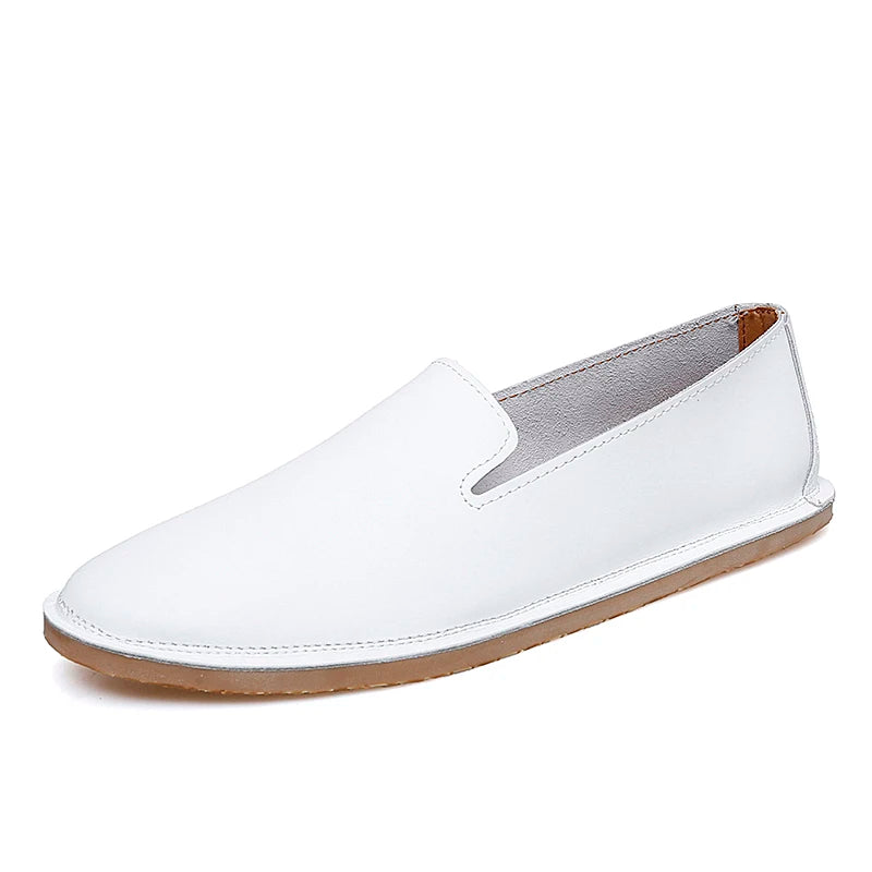 Chaussures à enfiler en cuir faites à la main, mocassins décontractés et souples pour hommes, mocassins simples et confortables, chaussures de bateau respirantes, chaussures plates d'affaires à la mode