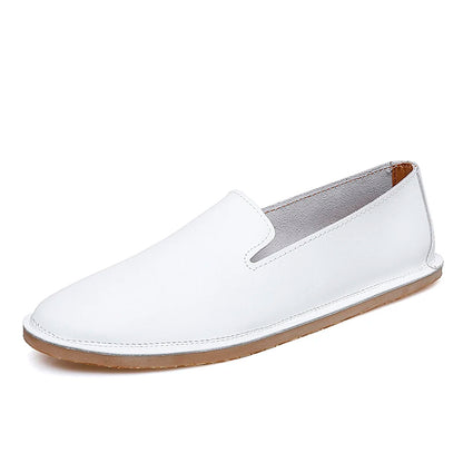 Chaussures à enfiler en cuir faites à la main, mocassins décontractés et souples pour hommes, mocassins simples et confortables, chaussures de bateau respirantes, chaussures plates d'affaires à la mode