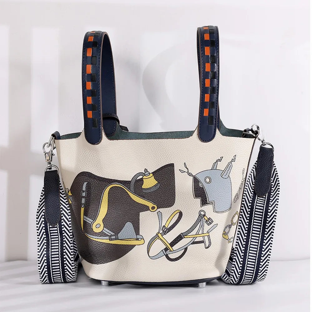 Divers sacs de luxe en cuir véritable, sac à main à la mode pour femmes, panier de légumes, sac seau Portable pour femmes avec serrure