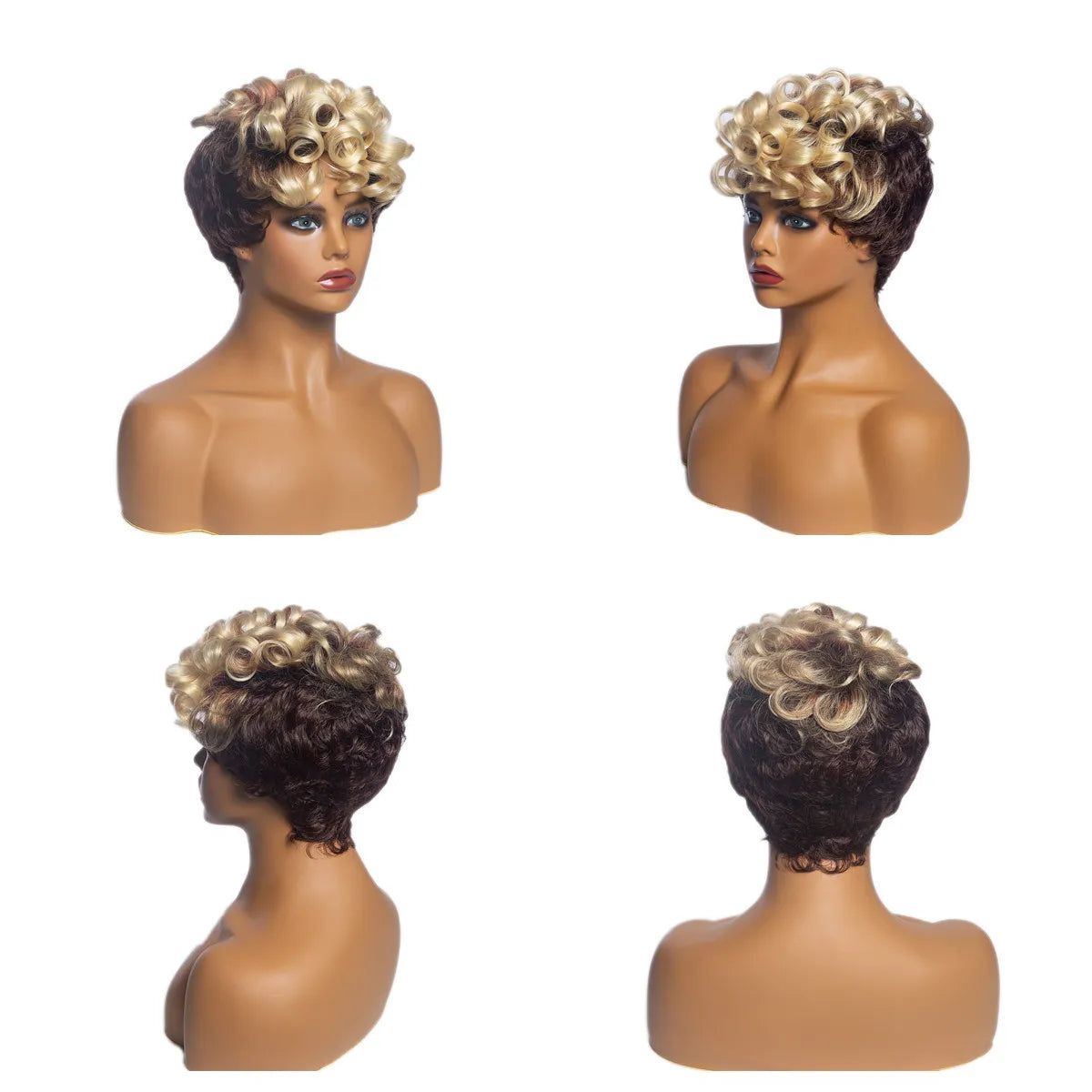 Perruque Afro Synthétique Courte Crépue Bouclée pour Femmes Noires, Blonde à Noire, Naturelle Comme Vrais Cheveux, Cosplay, ix