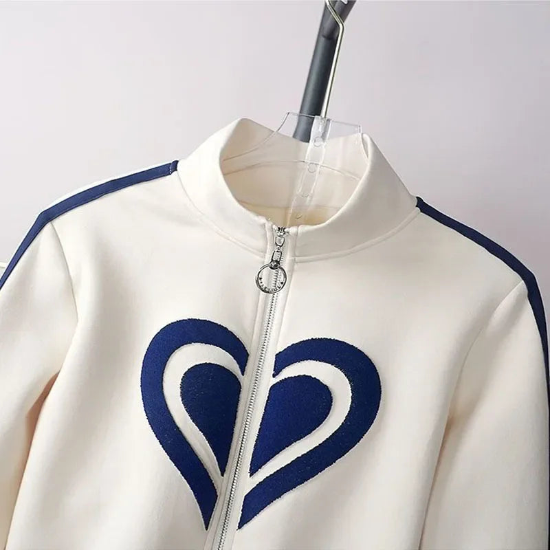 Printemps automne femmes survêtement de sport col montant fermeture éclair sweats + pantalons 2 pièces costumes dames tenues de mode vêtements de sport amples