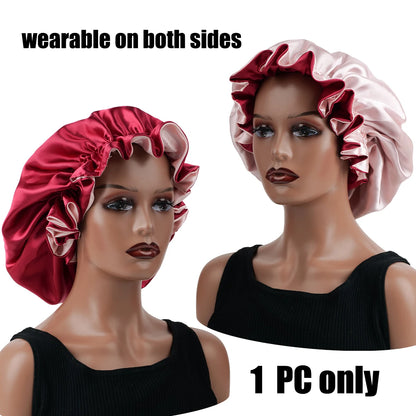 Bonnet de cheveux minimaliste Double couche en Satin, 1 pièce, bonnets de sommeil pouvant être portées des deux côtés, casquette polyvalente pour hommes/femmes
