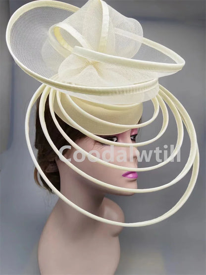 Église Fascinator Chapeau mariage maille casque femmes fête Banquet Chapeau casquette bandeau dames fête thé Royal Ascot pilulier casquettes