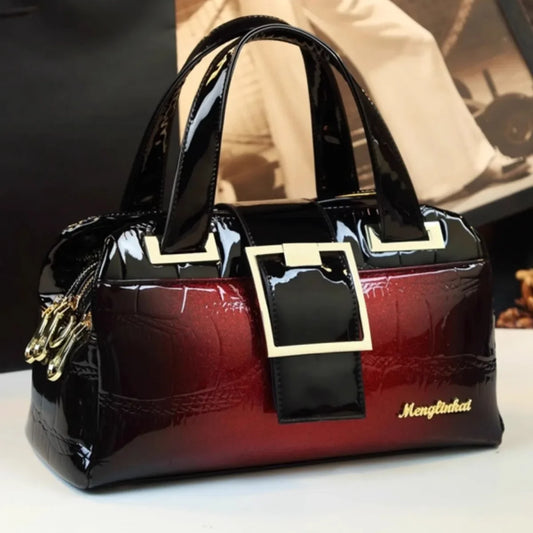 Sac à main multicouche en cuir souple pour femme, motif crocodile, coussin Boston, mères d'âge moyen, initié unique, nouveau, 2024