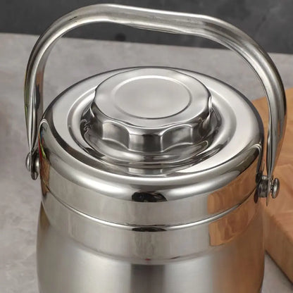 Boîte à lunch thermique étanche de grande capacité, thermos alimentaire en acier inoxydable, poignée pliable, pot isolé durable, travailleurs