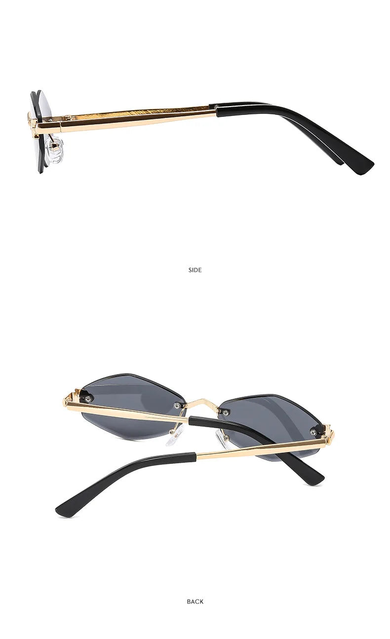 Lunettes de soleil personnalisées en losange sans cadre pour femmes, lunettes de soleil classiques élégantes et polyvalentes, lunettes de soleil de luxe et haut de gamme, UV400