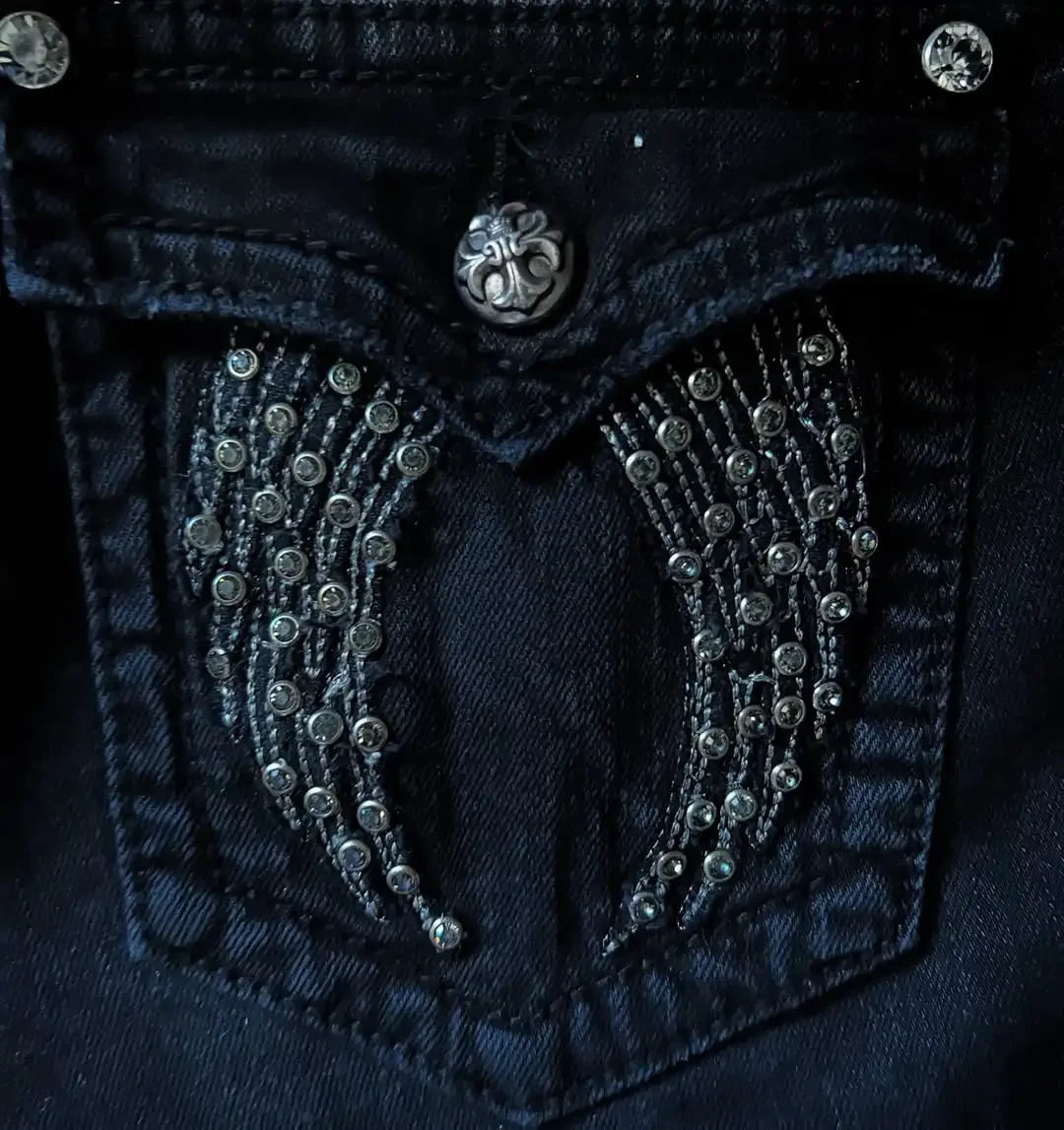 Goth broderie Baggy jean femmes rue Harajuku Vintage haute attente jean femme décontracté jambe large Y2k pantalon femmes pantalon