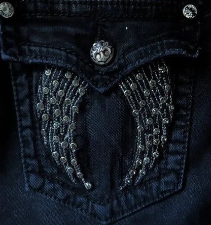 Goth broderie Baggy jean femmes rue Harajuku Vintage haute attente jean femme décontracté jambe large Y2k pantalon femmes pantalon