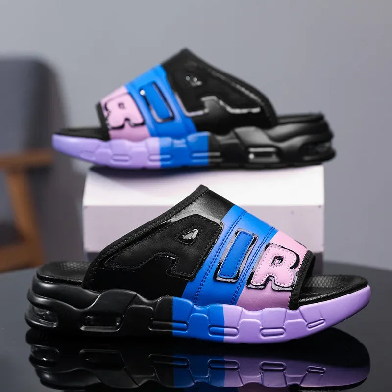 CasualPlus Size chaussons pour hommes pantoufles de sport d'été coussin d'air pour hommes chaussures de plage à fond épais matériau EVA