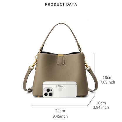 Hifashion 100% vache en cuir véritable seau épaule sacs à bandoulière pour femmes 2025 luxe concepteur large sangle fourre-tout dames sacs à main