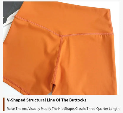 Short de motard de sport pour femmes, sensation nue, taille haute, Yoga, Push Up, Leggings de Fitness, contrôle du ventre, Slim