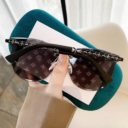 Nouvelle mode sans cadre bord de coupe lettre Style haut de gamme petit parfum femmes lunettes de soleil lunettes de soleil lunettes de soleil