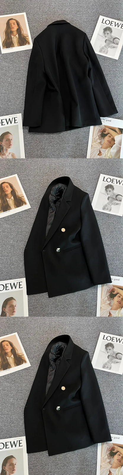 Couleur bonbon OL Blazer printemps automne cranté à manches longues Double boutonnage bouton en métal mince poche Blazer manteaux ZXFS-S602