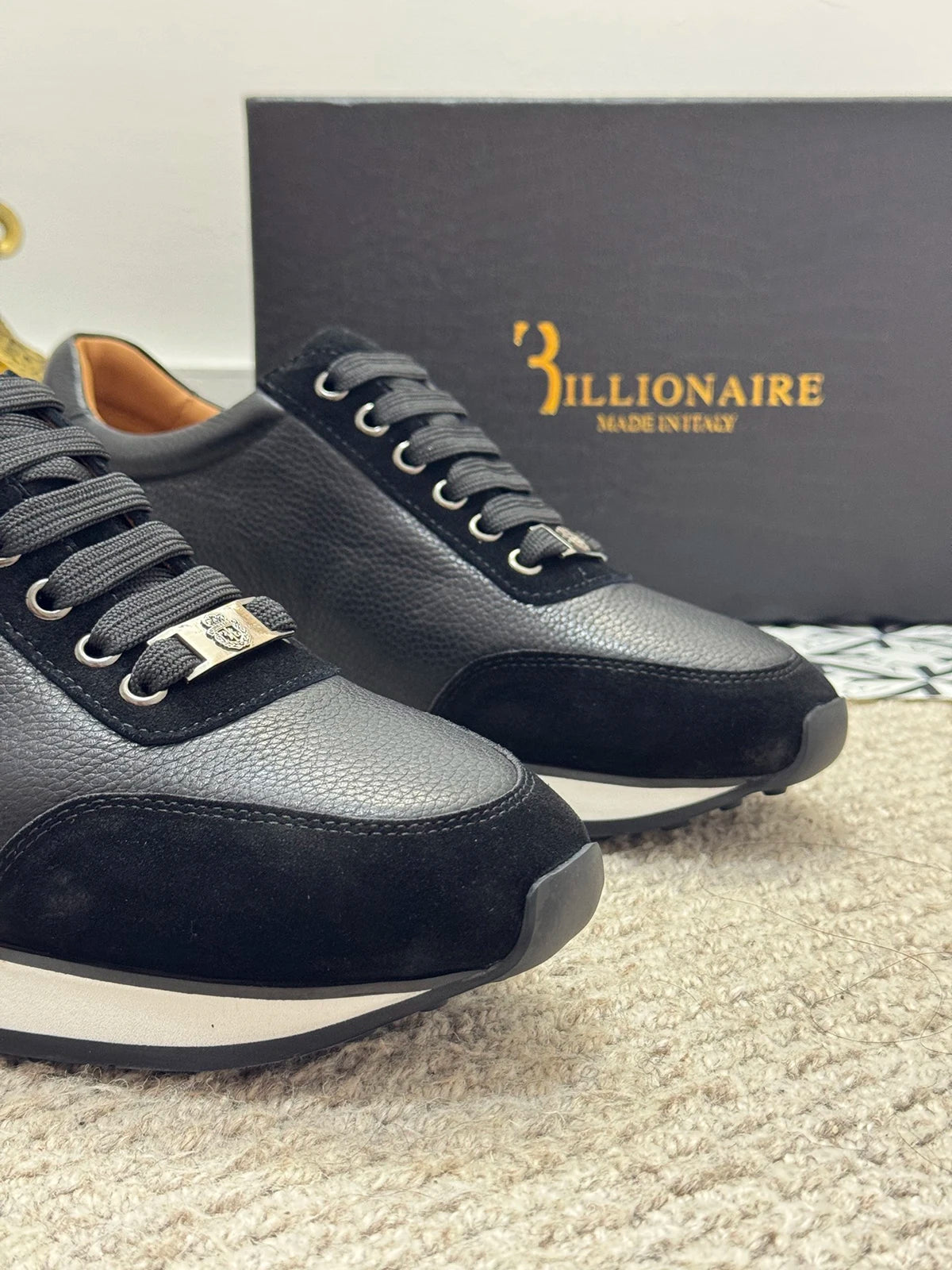 BILLIONAIRE BLSK CPRT chaussures peau de vache 2025 nouvelle broderie mode qualité confort mouvement hommes taille européenne 39-45 chaussures noires