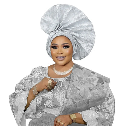 Gele automatique en forme d'éventail exagéré, couvre-chef déjà fabriqué pour femmes africaines, couvre-chef pour fête de mariage, couvre-chef, casquette Turban féminin