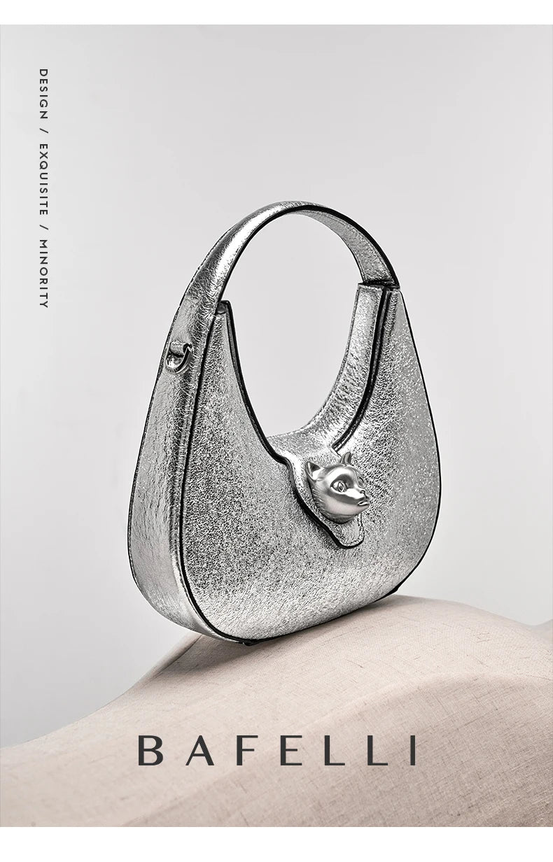 BAFELLI 2025 nouveau sac à main pour femmes série chat en cuir véritable marque de luxe mode rétro STYLE épaule HOBOS sacs à rabat femme