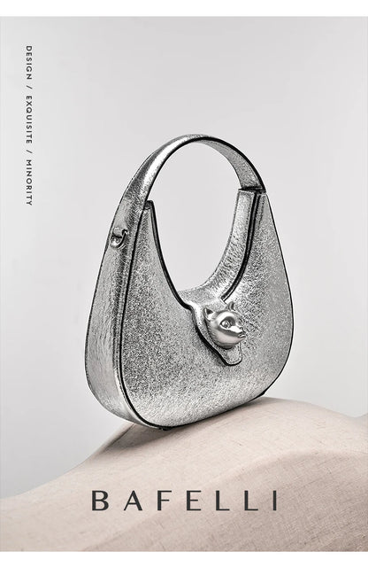 BAFELLI 2025 nouveau sac à main pour femmes série chat en cuir véritable marque de luxe mode rétro STYLE épaule HOBOS sacs à rabat femme