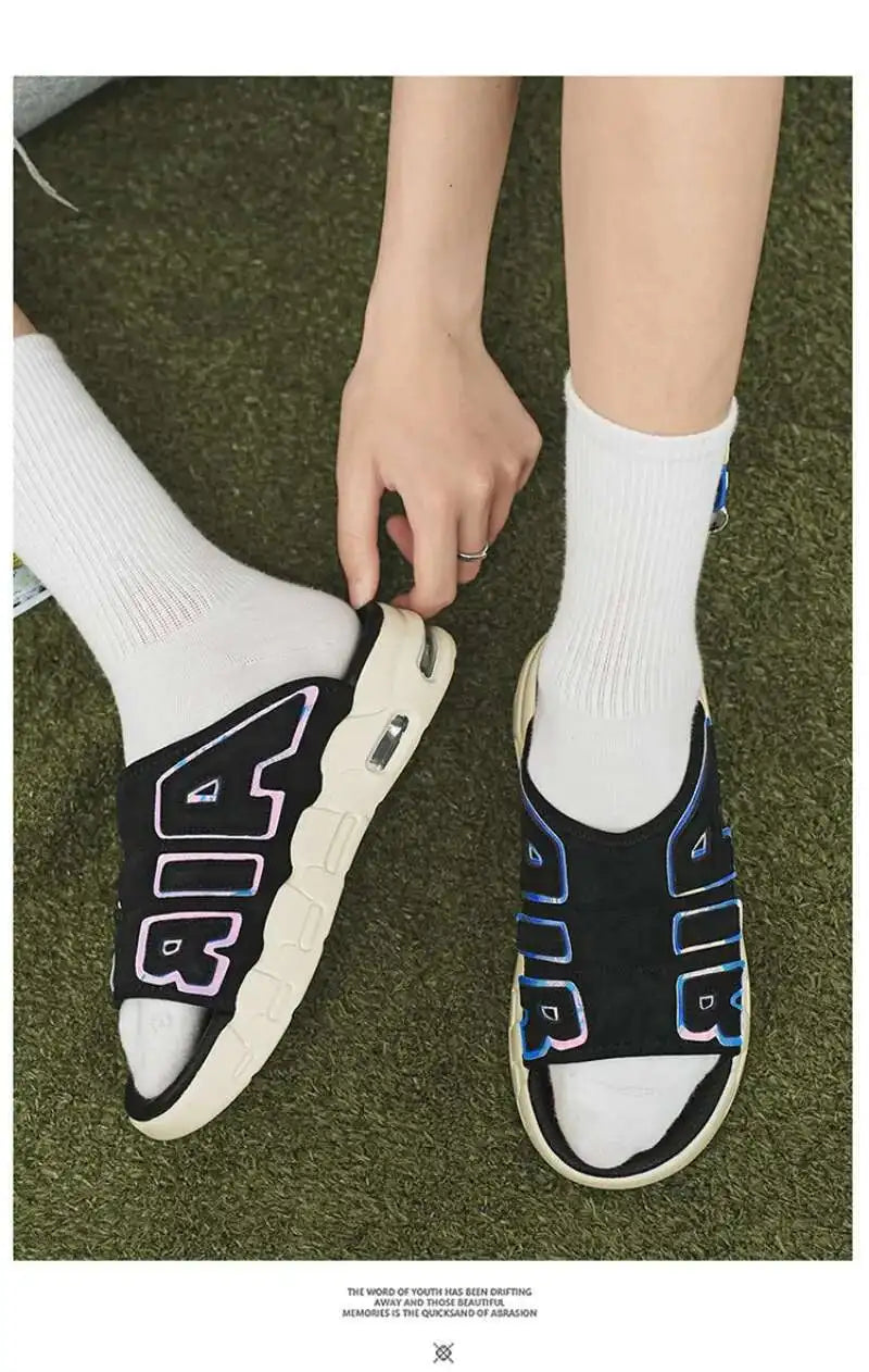 Sandales de styliste à coussin d'air pour hommes, pantoufles de sport douces et antidérapantes, chaussures pour hommes, nouvelle collection été 2025