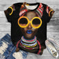 T-shirt col rond femme noir, streetwear, vintage, africain, impression 3D, mode décontractée, visage noir, baggy, t-shirts
