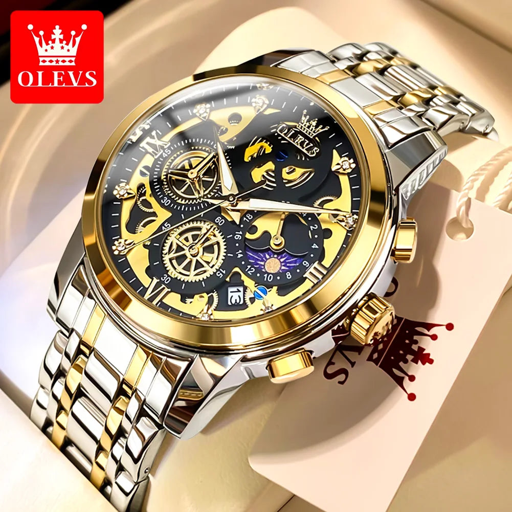 OLEVS marque originale montres pour hommes de luxe mode montre à Quartz de haute qualité nouveau Concept conception bracelet en acier inoxydable montre-bracelet