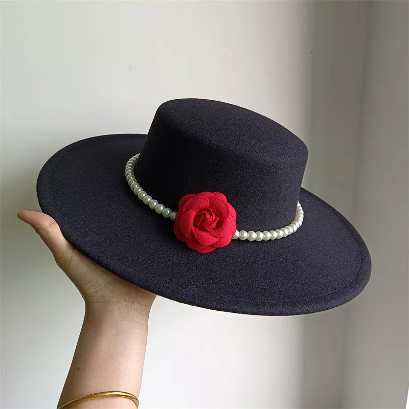 Chapeau Fedora de Style français pour femmes, chapeau en feutre à bord large de 10CM, Derby d'hiver et d'automne, chapeaux de Jazz de mariage
