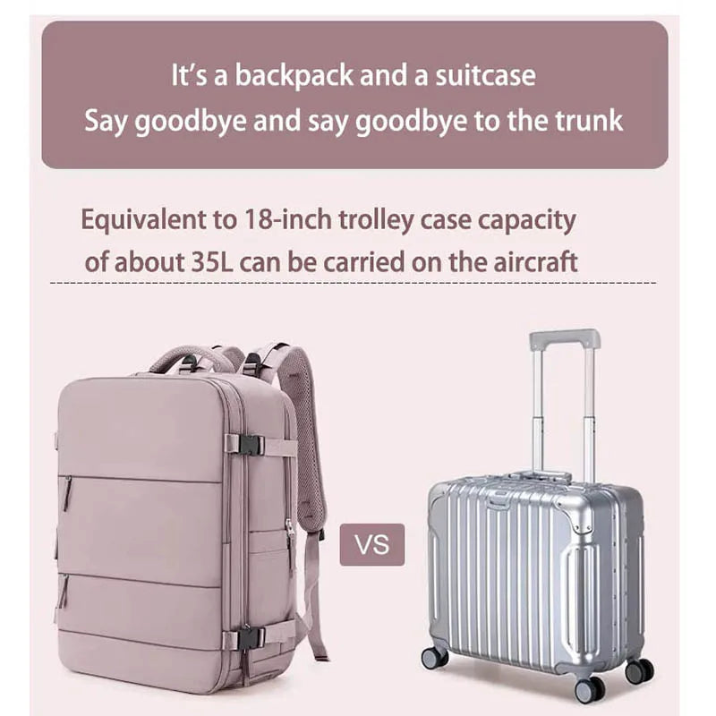 Sac à dos violet clair de grande capacité pour femmes avec séparation sèche et humide, sac d'ordinateur de transport, multifonctionnel étanche l