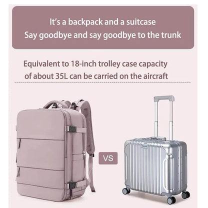 Sac à dos violet clair de grande capacité pour femmes avec séparation sèche et humide, sac d'ordinateur de transport, multifonctionnel étanche l