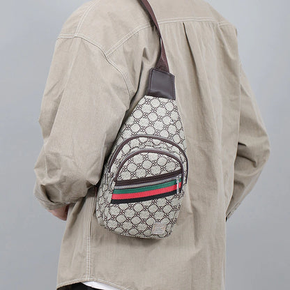 Sac messager multifonction pour hommes, sacs de poitrine en tissu à bandoulière, sac à main décontracté avec trou pour écouteurs