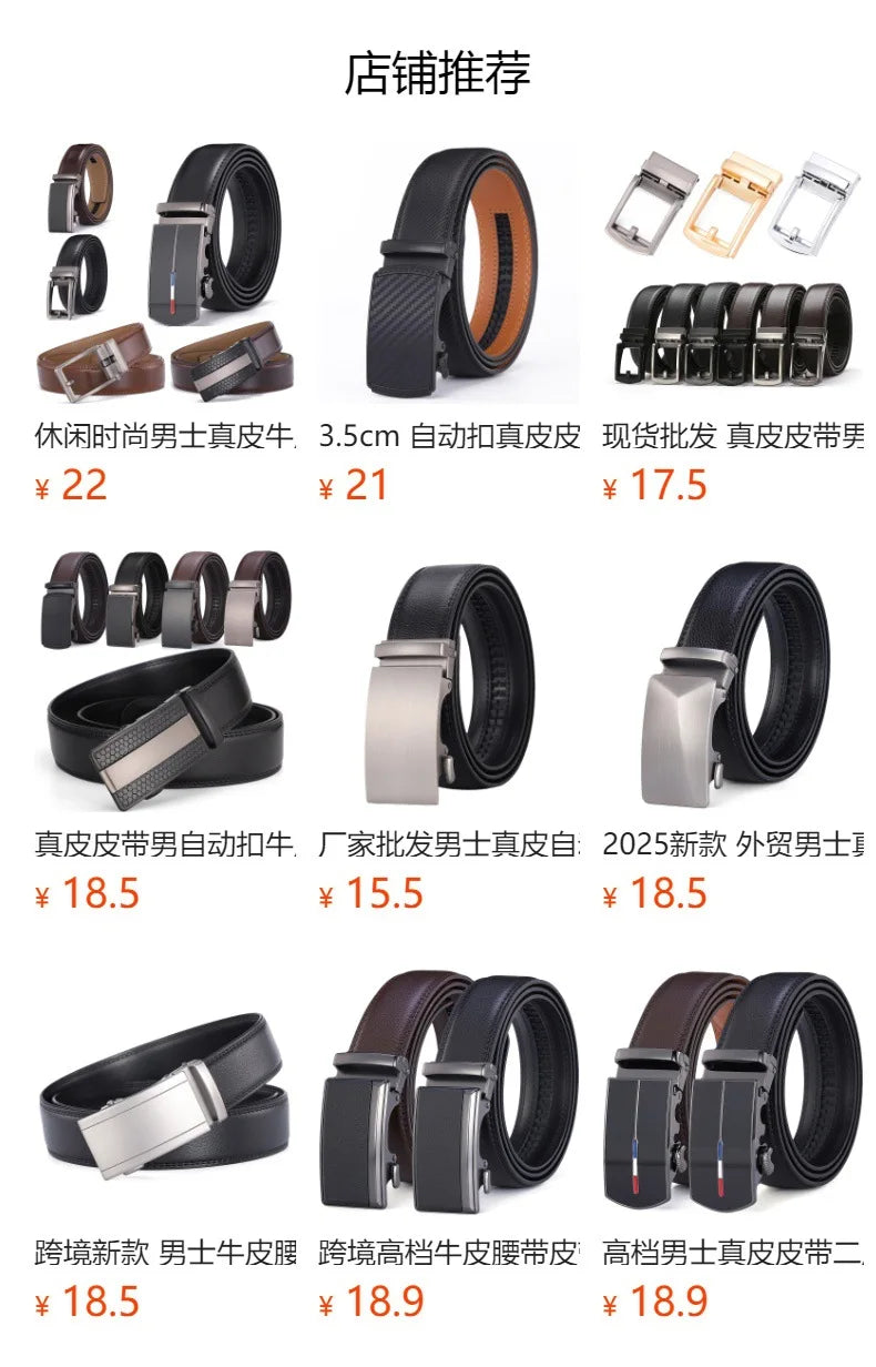 Blanc boucle automatique hommes ceinture en cuir hommes mode pantalons décontractés ceinture de Golf en cuir véritable homme pantalon décontracté ceintures mâle