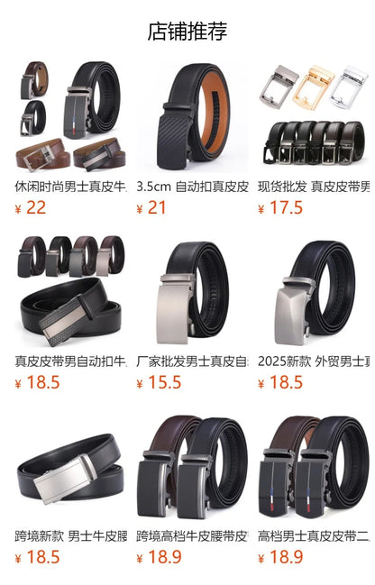 Blanc boucle automatique hommes ceinture en cuir hommes mode pantalons décontractés ceinture de Golf en cuir véritable homme pantalon décontracté ceintures mâle